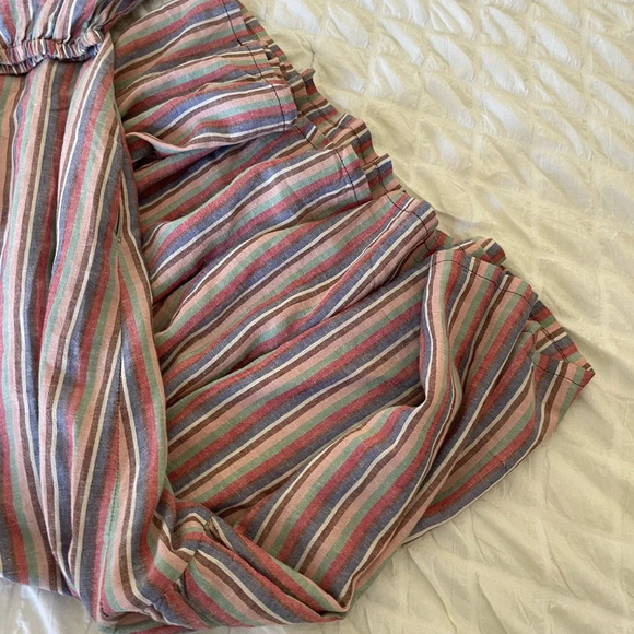 Marine Layer Ivy Brook dust linen strips smocked midi dress - Picture 9 of 10